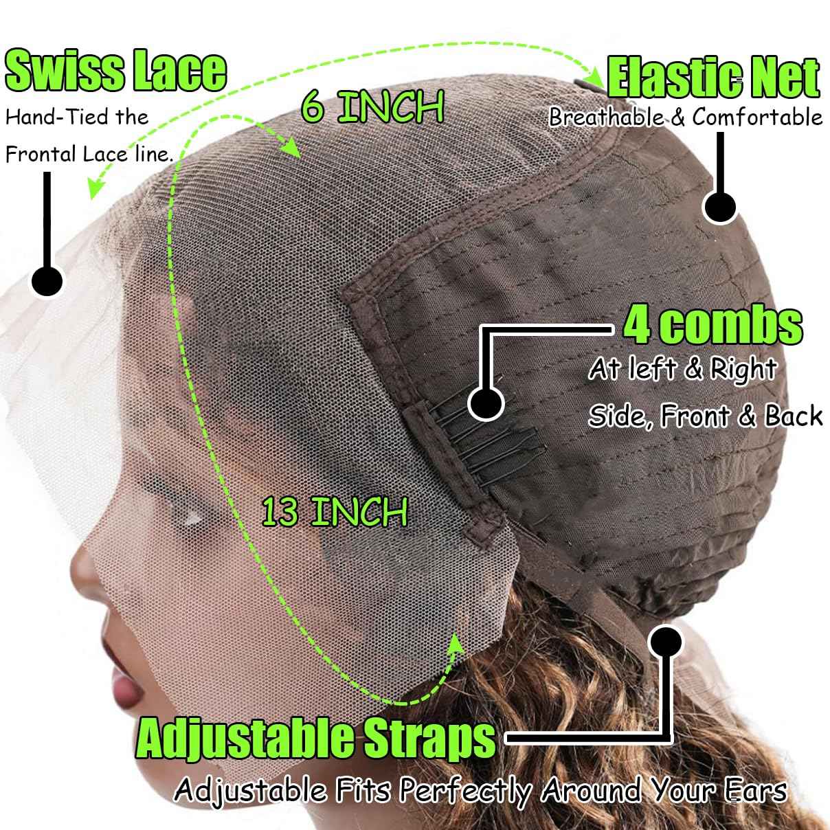 20 Inch Highlight Honey Blonde Lace Front Wig 13×6 Ombre P4/27 Highlight colored Lace Front Wigs Human Hair Pre Plucked Bleached Knots 180% Density