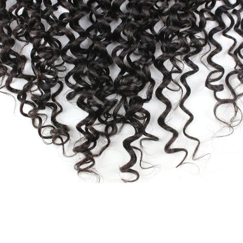 Kikzok Dreambeauty Transparent Lace 13x6" Lace Frontal Closure Kinky Curly Human Hair Pre-Plucked Natural Hairline with Baby Hair Natural Black (16 Inch)