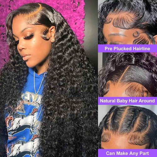 CITY GIRL Deep Wave Lace Front Wigs Human Hair Pre Plucked 13x4 Hd Transparent Lace Frontal Deep Curly Wet And Wavy Human Hair Wig For Women 200 Density 26 Inch