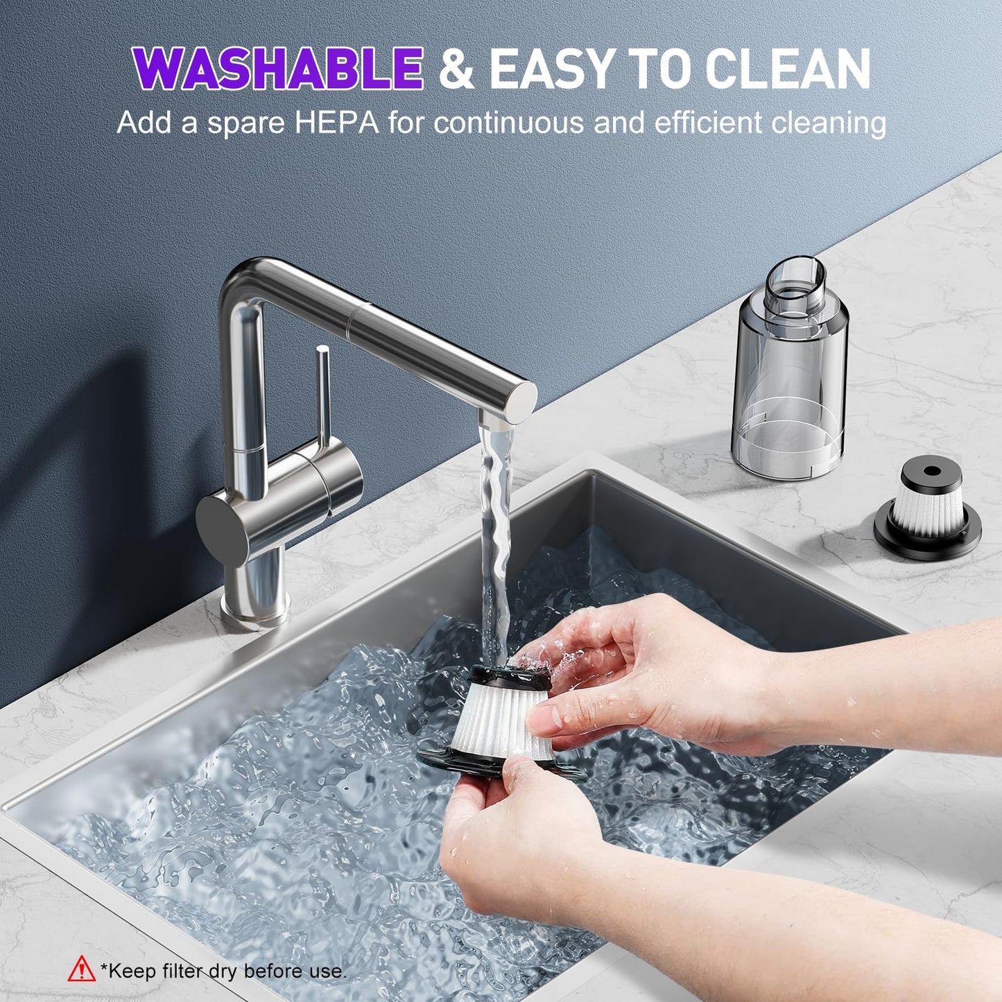 KMM Handheld Car Vacuum Cleaner, 11000PA Vacuum Cleaner & Air Duster, 120W High Power Vacuum Portable Cordless, Hand Held Vacuum Rechargeable with Multi-Nozzles & LED Light for Home, Car, Office