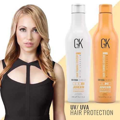 Global Keratin GK HAIR Shield Shampoo and Conditioner Duo (240ml/ 8.11 fl. oz) | Leave in Conditioner Spray (120ml/4 fl. oz)
