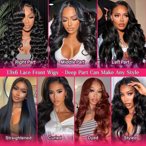 ALSZIQIHR 18 Inch Lace Front Wigs Human Hair Body Wave 13x6 HD Lace Frontal Wig Pre Plucked Bleached Knots With Baby Hair 180 Density Brazilian Human Hair Wigs for Black Women