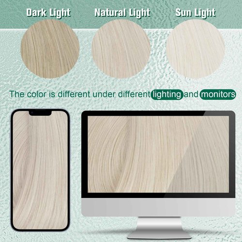 Easyouth 22 Inch Weft Hair Extensions Human Hair Blonde Sew in Hair Extensions Real Human Hair White Blonde Soft and Smooth Human Hair Extensions Sew in for Women 100G