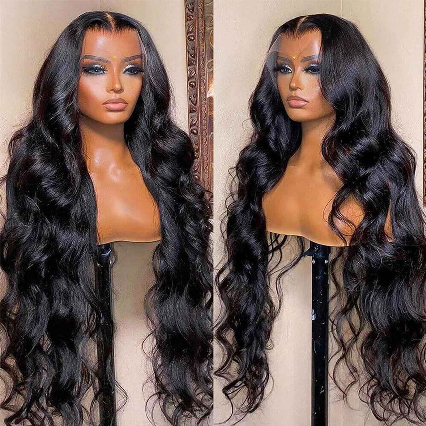 Luminary 24 inch Body Wave Lace Front Wigs Human Hair 13x4 HD Transparent Lace Frontal Wigs Pre Plucked with Baby Hair 180% Density Brazilian Body Wave Human Hair Wigs for Black Women Natural Black