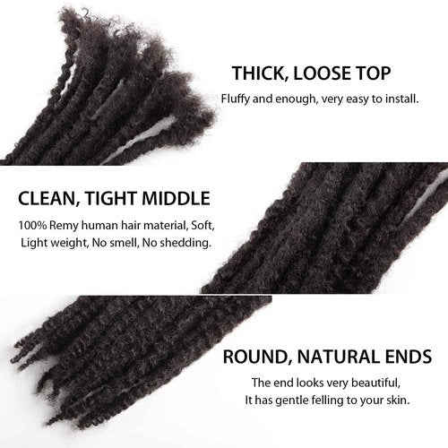 Orientdreads Textured Loc Extensions Human Hair, 100% Real Human Hair Dreadlock Extensions Handmade Permanent loc Extensions (#Natural Black - 0.8cm, 12 Inch 40 Strands)