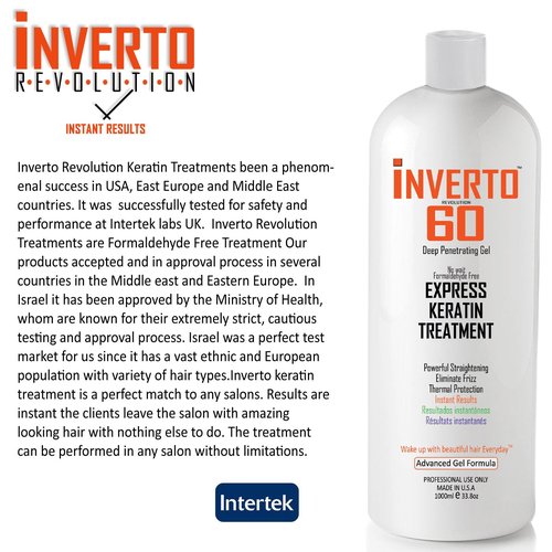 INVERTO 60 Advanced Gel Complex Brazilian Keratin Hair Blowout Treatment Formaldehyde Free Straightening Smoothing and Repairing Damaged Hair Keratin Research (Long Hair-240ml)