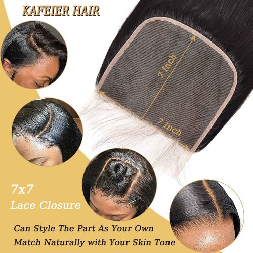7X7 Closure Human Hair Straight Free Part 7X7 HD Lace Closure 10A Pre Plucked with Baby Hair Closure Unprocessed Lace Closure 18 Inch
