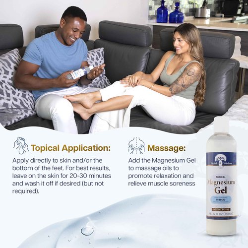 Health and Wisdom Pure Magnesium Gel with Seaweed Extract - Topical Muscle & Joint Relief- Natural and Pure Skin & Scalp Moisturizing - Enhanced Absorption - 64 Fl oz