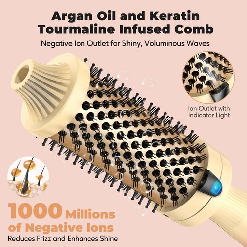 FARERY Thermal Ceramic Tourmaline Ionic Curling Wand, Double MCH Heated Iron Brush, Quick Heating for Silky Smooth Hair, Digital Display 9 Temps Hot Brush, Dual Voltage (1.77 Inch)