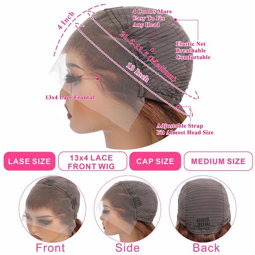 Aaliweya Highlight Lace Front Wigs Human Hair 4/27 Ombre 13x4 Body Wave Lace Frontal Wig for Women 180% Density Glueless Honey Blonde Wig Full and Thick Super Soft 18 inch