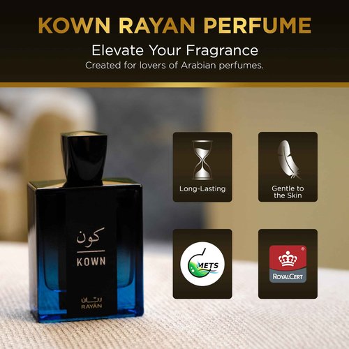RAYAN Kown - Modern Woody Oud Perfume for Men, Arabian Eau De Parfum, 100mL (3.34 Fl oz) Perfumes Arabes Para Hombres, Long Lasting Perfume with Bergamot, Lavender, Cardamom & Oud, Ideal Gift for Him