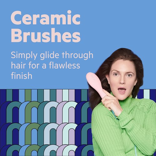 Flower Beauty Ceramic Hot Air Styling Brush - Professional Tangle-Free Styling Adds Volume & Shine While Drying Hair - 3 Heat & Cool Customizable Settings - For All Hair Types