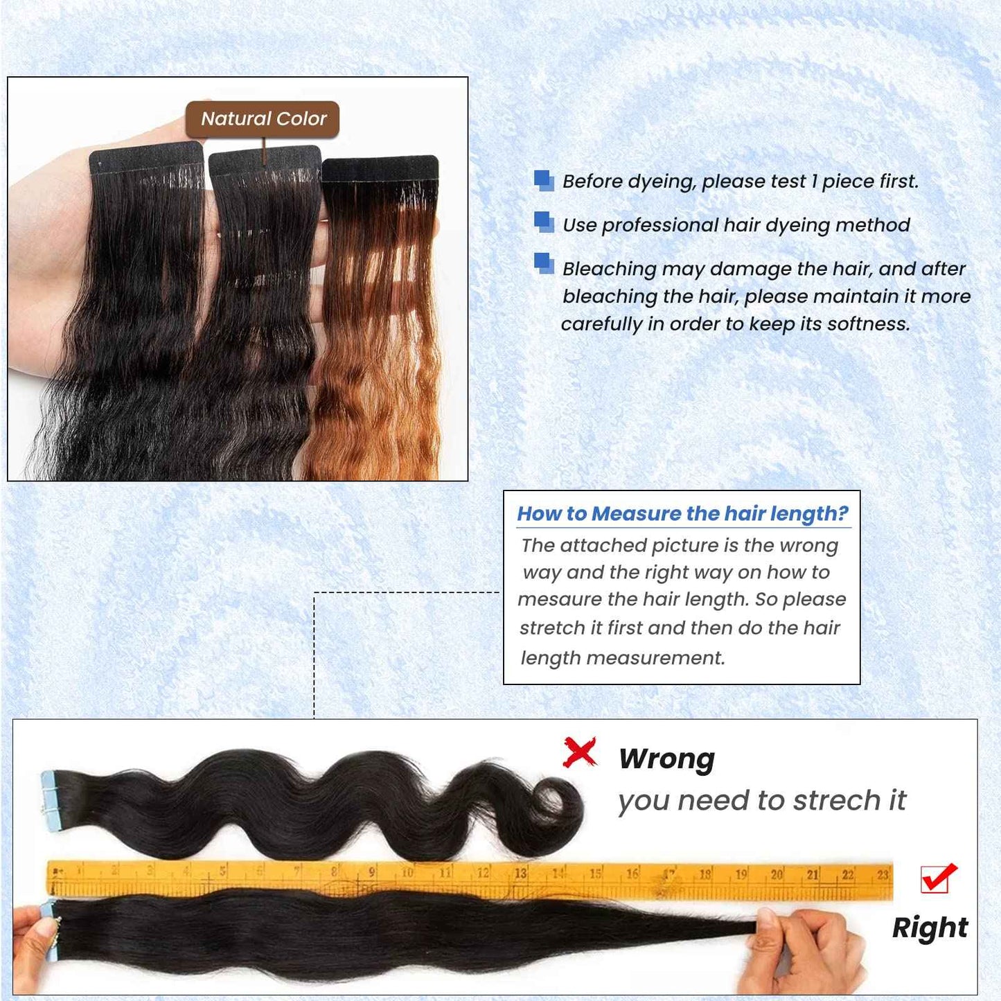 Long Curly Wave Tape in Hair Extensions Natural Color 22 Inch Water Wave Tape in Human Hair Extensions 40PCS 100G Thick and Full Invisible Tape ins Water Wave Real Remy Human Hair Pieces Black