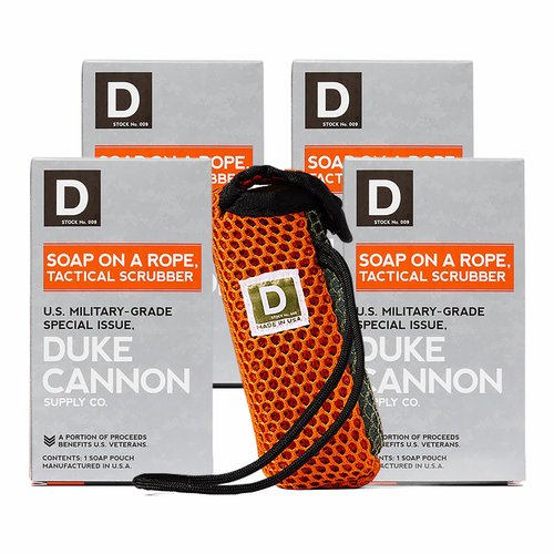 Duke Cannon Tactical Scrubber Soap Pouch - U.S. Military-Grade, Coarse and Soft Mesh, 550 Paracord, Shower Hygiene Essential for Men's Bar Soap - 4 Pack