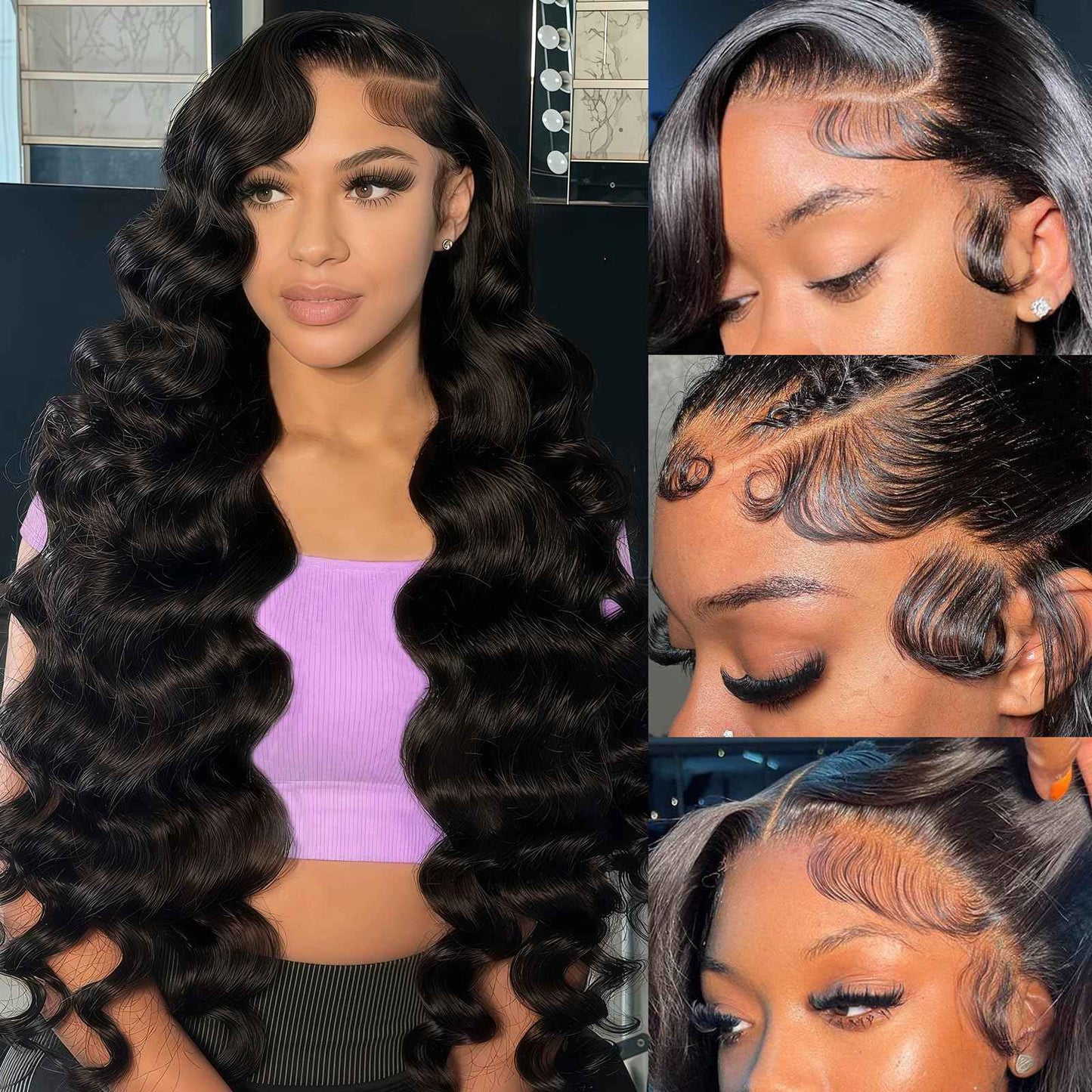 30 Inch Body Wave Lace Front Wigs Human Hair Wigs for Women 13x6 HD Lace Front Wigs Human Hair 200 Density Glueless Body Wave Wig Lace Frontal Wigs Pre Plucked Natural Black