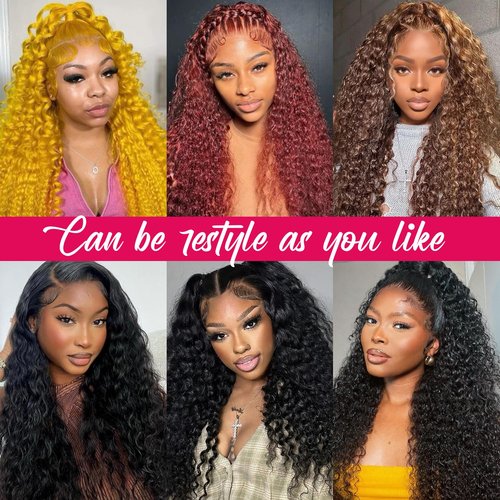 ZKSK 22 Inch Deep Wave Lace Front Wigs Human Hair 13x6 HD Lace Frontal Wigs Human Hair Pre Plucked Natural Color Glueless Wig 180% Density Deep Curly Wigs for Black Women