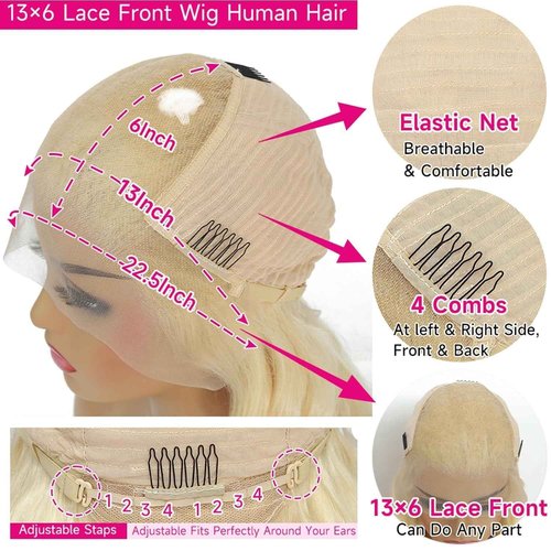 MYDIVA 613 Deep Wave Wig Human Hair 13x6 Blonde Lace Front Wigs Human Hair 180% Density 613 HD Lace Frontal Wig for Women Blonde Glueless Wigs Human Hair Pre Plucked with Baby Hair 20 inch