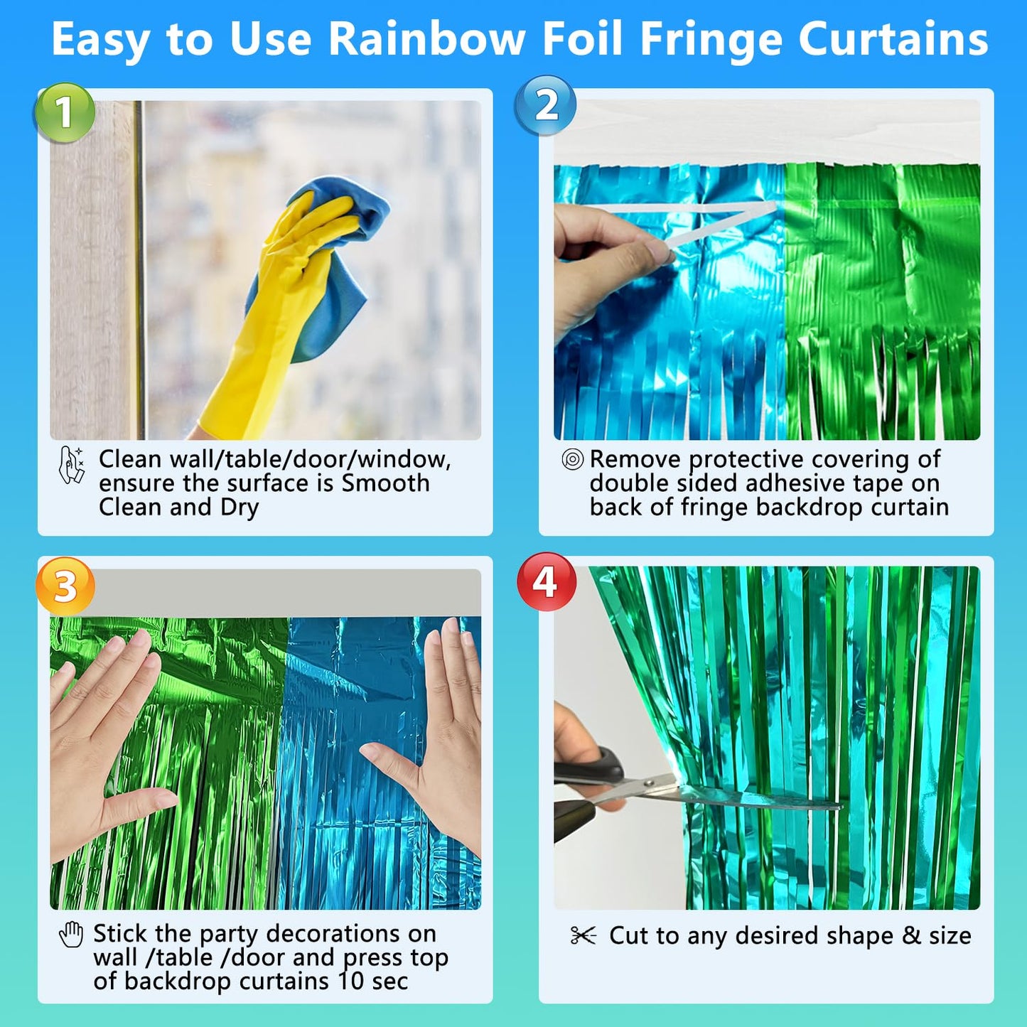 2 Pack Rainbow foil Fringe Backdrop Curtains, 3.3x6.6FT Rainbow Party Decorations Tinsel Backdrop Fringe Curtain Party Streamer for Birthday Party Engagement Graduation Pride Back to School