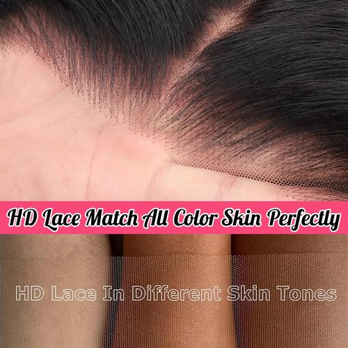 MZCNU 13x6 Straight Lace Front Wigs Human Hair 230% Density 28 Inch HD Transparent Lace Frontal Human Hair Wig for Women Natural Black Color