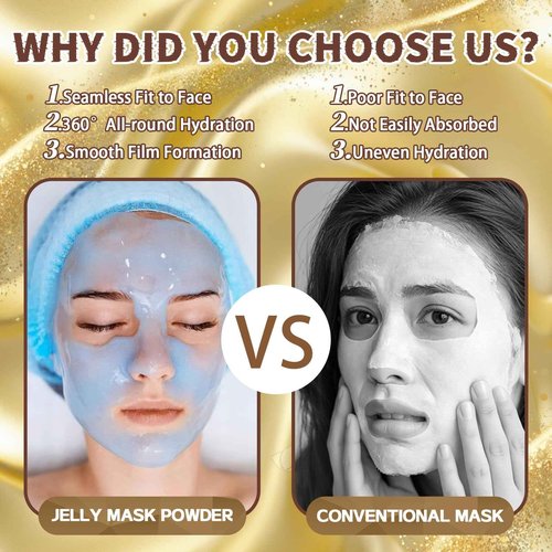 Ouhans Jelly Mask Set,Hyalorunic Acid Jelly Masks For Facials Professional,24k Hydro Jelly Mask, Jelly Face Mask, Facial Mask Mixing Bowl Set And Headband, Gift set for women'sDay, Skin care set
