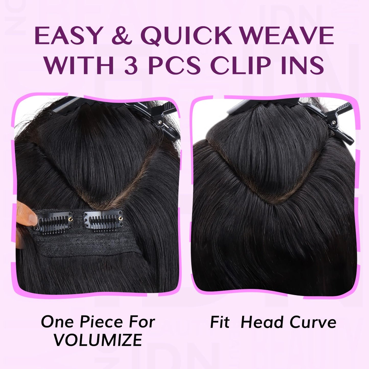 IDN BEAUTY V Part One Piece Clip in Hair Extensions Human Hair Combo Pack, Body Wave 14 Inch 110g 1pcs V Part and 2pcs Clip Ins For Black Woman Natural Black V Shape Lace Weft Seamless Invisible Edge