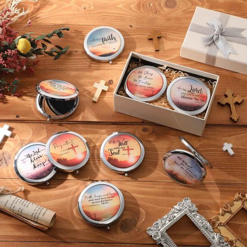 RattanView 36 Pcs Christian Compact Mirrors Gifts for Women Bulk Religious Pocket Mirror with Bible Verse Inspirational Scripture Quote Church Gifts for Ladies Church Congregation Group Party Favors