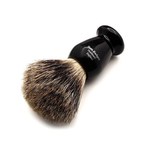Edwin Jagger 1EJ946SDS Classic Best Badger Hair Exfoliating Shaving Brush with Stand for Shaving Cream or Shaving Soap for Men and Women (Imitation Ebony)