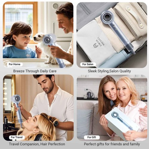 Hair Dryer, 130000 RPM Ionic High Speed Blow Dryer for Fast Drying with 680 Millions Negative Ions, Low Noise Lightweight Hairdryer with Magnetic Nozzle for Travel Salon Women Man