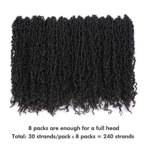ToyoTress Yanky Twist Crochet Hair - 18 Inch 8 Packs (30 Strands/Pcs) Fluffy Spring Mini Twist Passion Twist, Natural Black Long Pre-Looped Crochet Braids Braiding Hair (18 Inch, 8P-1B)