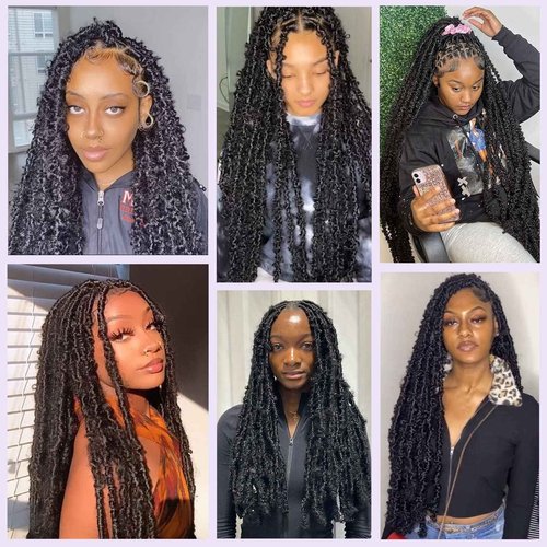 Leeven 40 Inch Long Butterfly Locs Crochet Hair for Black Women 6 Packs Pre-twisted Crochet Butterfly Braids Locs Natural Black Distressed Faux Locs Crochet Hair 1B#