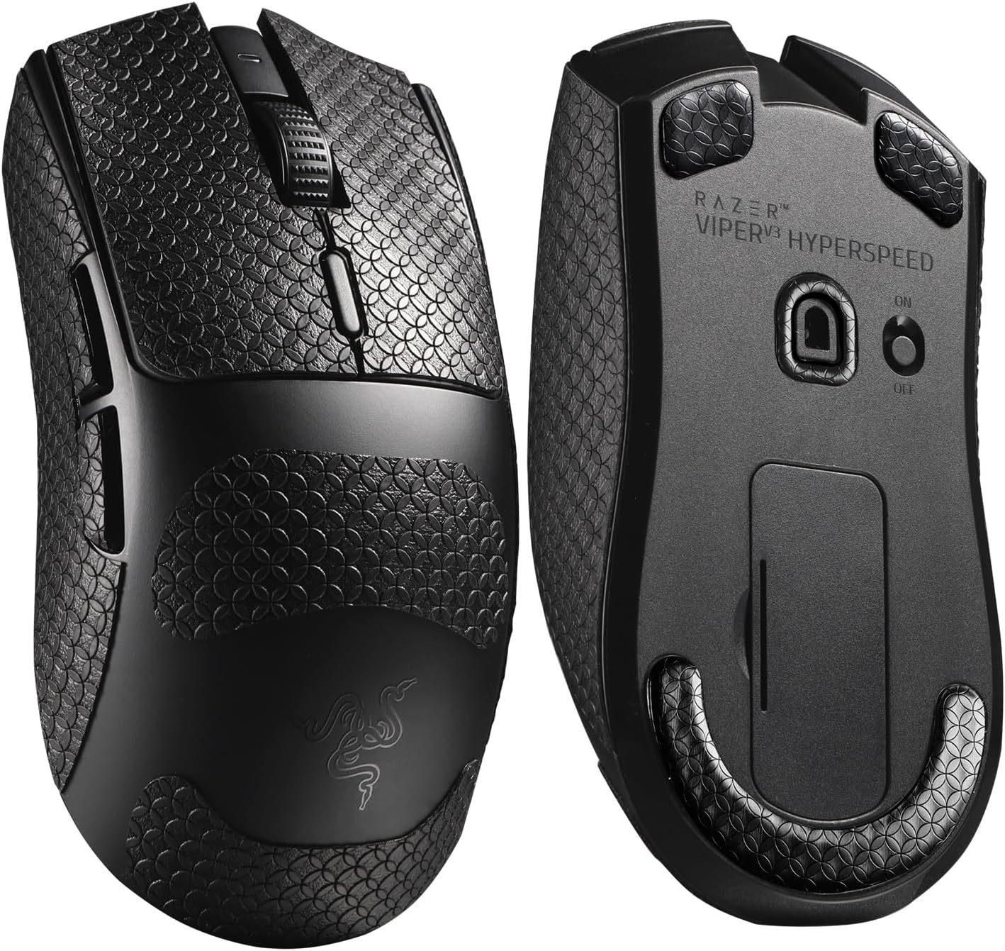Anti-Slip Grips +Skates for Razer Viper V3 HyperSpeed,Smooth Feet Durable Mouse Slider+Grip Tape for Viper V3 HyperSpeed (2 in 1 Set)