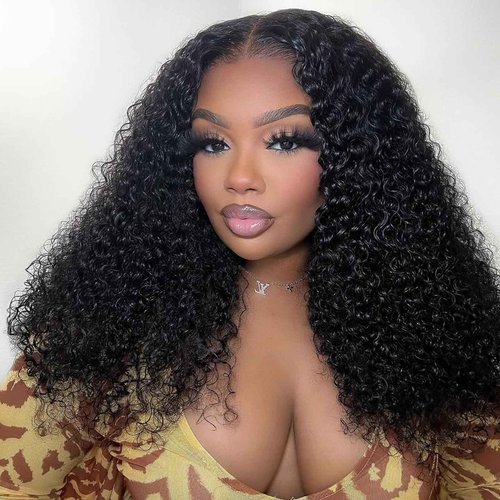 Kinky Curly Half Wig Human Hair 200 Density 3 In 1 Headband Wig Seamless Flip Over Wear and Go Glueless Wigs Human Hair Beginner Friendly Kinky Curly Wig Human Hair Drawstring Wig for Women 20 inch
