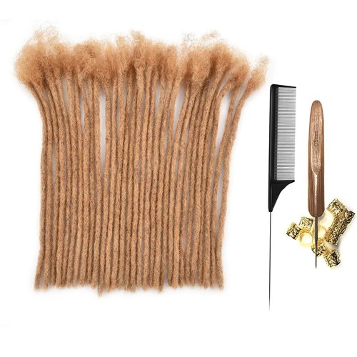 Loc Extensions Human Hair Dreadlock Extensions for Men/Women 100% Real Human Hair Permanent Dreadlock Extensions Locs Extensions Human Hair Can Be Dyed (0.6cm#27, 12inch/30strands)