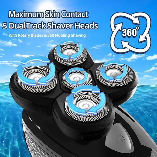 PHXCHAM Head Shavers for Bald Men, Rotary Waterproof Cordless Bald Electric Shavers, Dry Wet Shaving for Men (Black)
