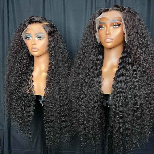 Tyiu 12 Inch Deep Wave Lace Front Wigs Human Hair Wigs for Women 13x6 Deep Curly Lace Frontal Wigs 250 Density HD Lace Front Wigs Human Hair Pre Plucked with Baby Hair