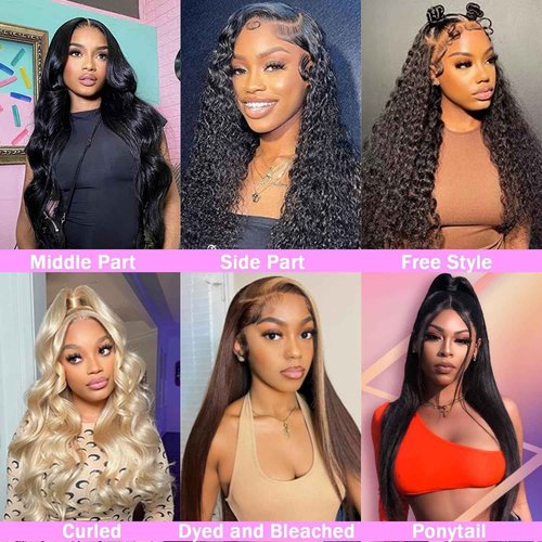 TTSMINS 13X6 Lace Front Wigs Human Hair Pre Plucked With Baby Hair 30 Inch 180 Density Glueless Transparent HD Straight Lace Front Wigs Lace Frontal Wigs for Women Natural Black Color