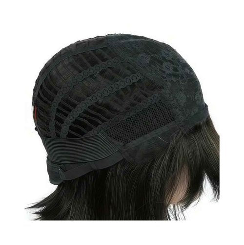 Salt and Pepper Wigs for Black Women with Bangs, Glueless Non Lace Short Straight Silver Wig, Ready to Wear Natural Look with Breathable Cap (Medium Salt & Pepper | Bangs, 10 inch)