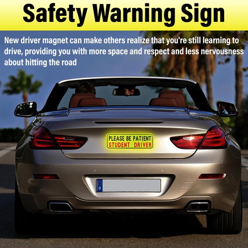 BFXM 4 PCS Student Driver Sticker for Car, Magnetic Student Driver Signs for Car, Please Be Patient Funny Magnetics New Drivers Safety Warning Bumper Sticker Signs