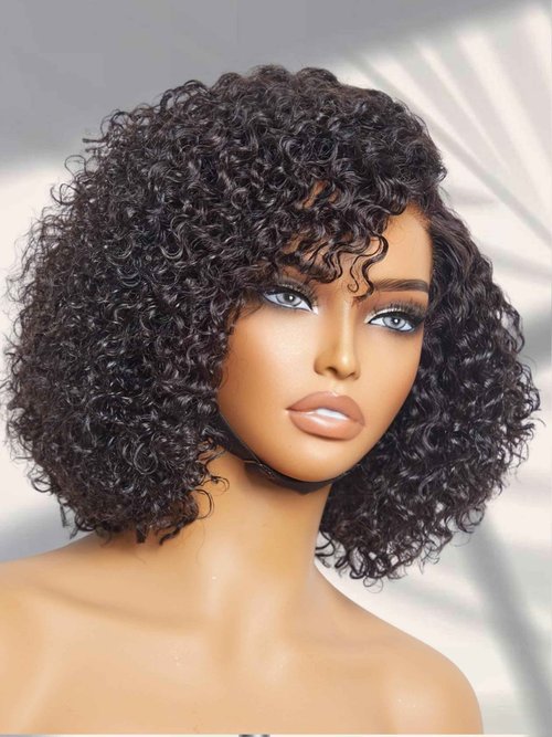 LUVME HAIR Short Curly Wig Human Hair 8 Inch Glueless Wigs Human Hair Pre Cut Lace Closure Undetectable HD Lace Wig