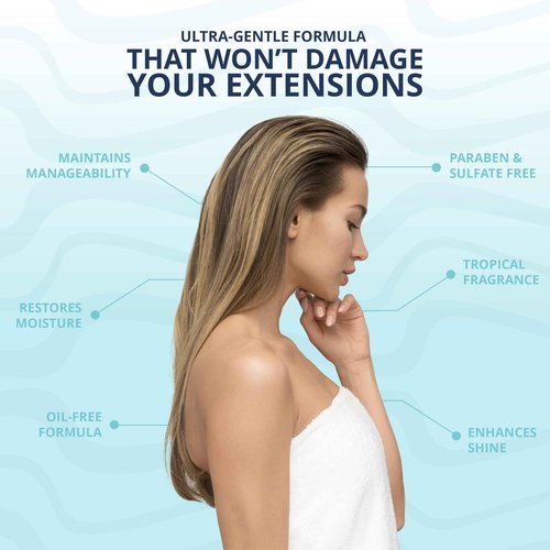 Mermaid Extension Care Shampoo, Ultra-Gentle & Sulfate-Free, Nourishing Formula for Hair Extensions, 32 fl oz