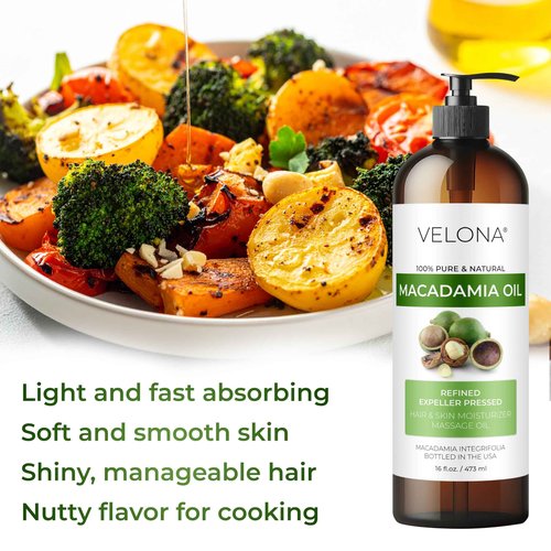 velona Macadamia Nut Oil 64 Fl Oz | 100% Pure and Natural Carrier Oil | Refined | Cooking, Skin, Hair, Body & Face Moisturizing | Use Today - Enjoy Results