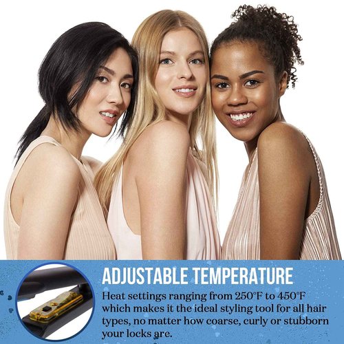 HAI Convertible Ceramic Hair Straightener for Women - Professional Fast Heating Flat Iron with 5 Temperature Levels for All Hair Types - (Classic Blue)