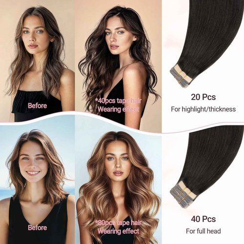 MAXITA Tape in Hair Extensions Human Hair Dark Brown 22 Inch 100g 40pcs Remy Human Hair Extensions Straight Seamless Tape in Skin Weft Extensions for Women