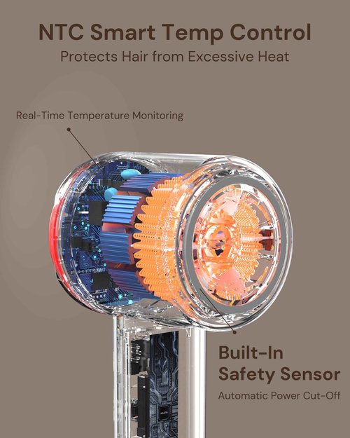 Volgtia Hair Dryer with Diffuser for Curly Hair, Blow Dryer, 110000 RPM Professional High Speed Hairdryer with Negative Ions, 1400W Blow Dryer with 6.5 Ft Cord Fast Drying for Women Men