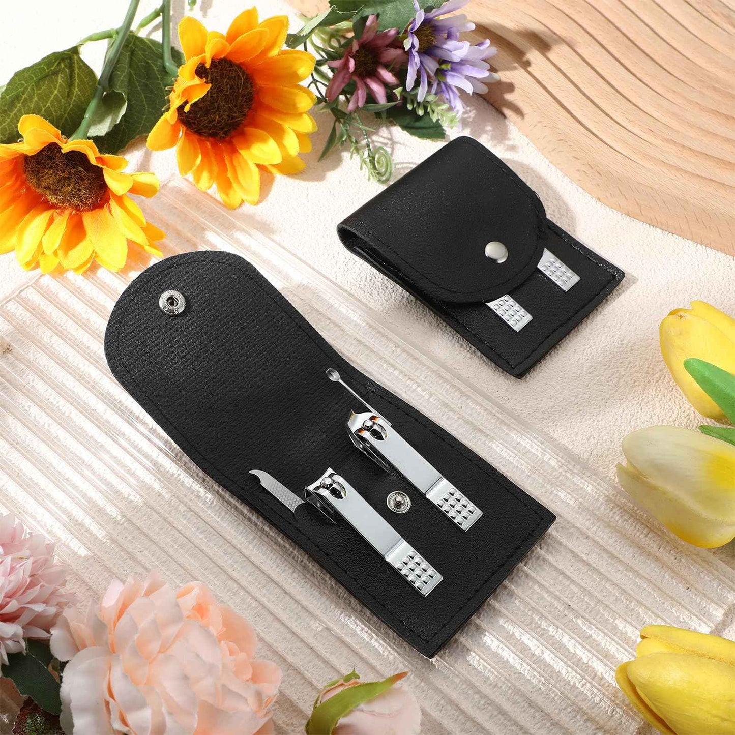 Geosar 50 Set Travel Manicure Kit Bulk Professional Nail Clippers Pedicure Nail Care Tools Grooming Stainless Steel Set with Portable Travel Case, Gift for Christmas Men Women(Black)