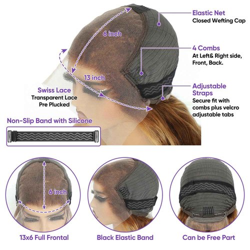 Harmsh Honey Blonde Highlight Ombre Lace Front Wig Human Hair 210 Density 13x6 HD Lace Front Wigs Human Hair Deep Wave Curly Lace Frontal Wigs Pre Plucked with Baby Hair 24Inch