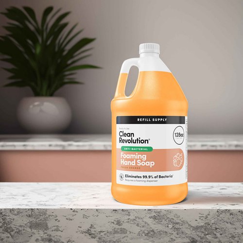 Clean Revolution Antibacterial Foaming Hand Soap Refill, 128 Fl Oz, Fresh Orange Scented - Made in USA (Pack of 4)