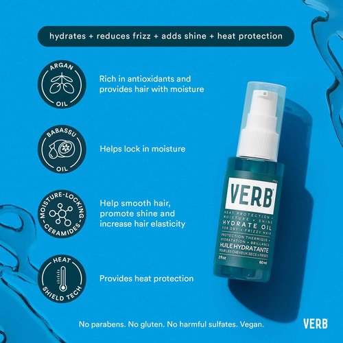 Hydrate Bundle: Shampoo & Conditioner Duo, 12 oz + VERB Hydrate Oil, 2 oz – + VERB Hair and Body Mist - Fragrance Amber & Jasmine, 5 oz