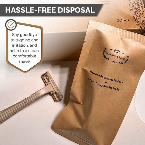 Bleeker and Rowe Eco Friendly Biodegradable Disposable Razors (100)