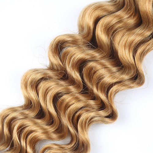 Leruikair Deep Wave Human Braiding Hair 50g Per Bundle 2 Pcs Total 100g 24 Inch Color 27# Honey Blonde Brazilian Virgin Bulk No Weft Braiding Human Hair for Black Women